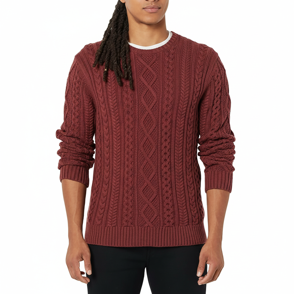 Long Sleeve Cable Knit Pullover Sweater