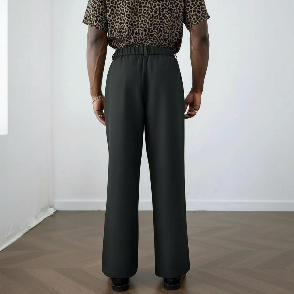 Wrinkle Resistant Wide Polyester Woven Trousers For Men