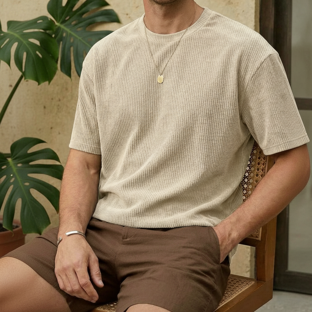 Loose Fit Round Short Sleeve Tee Shirt For Men