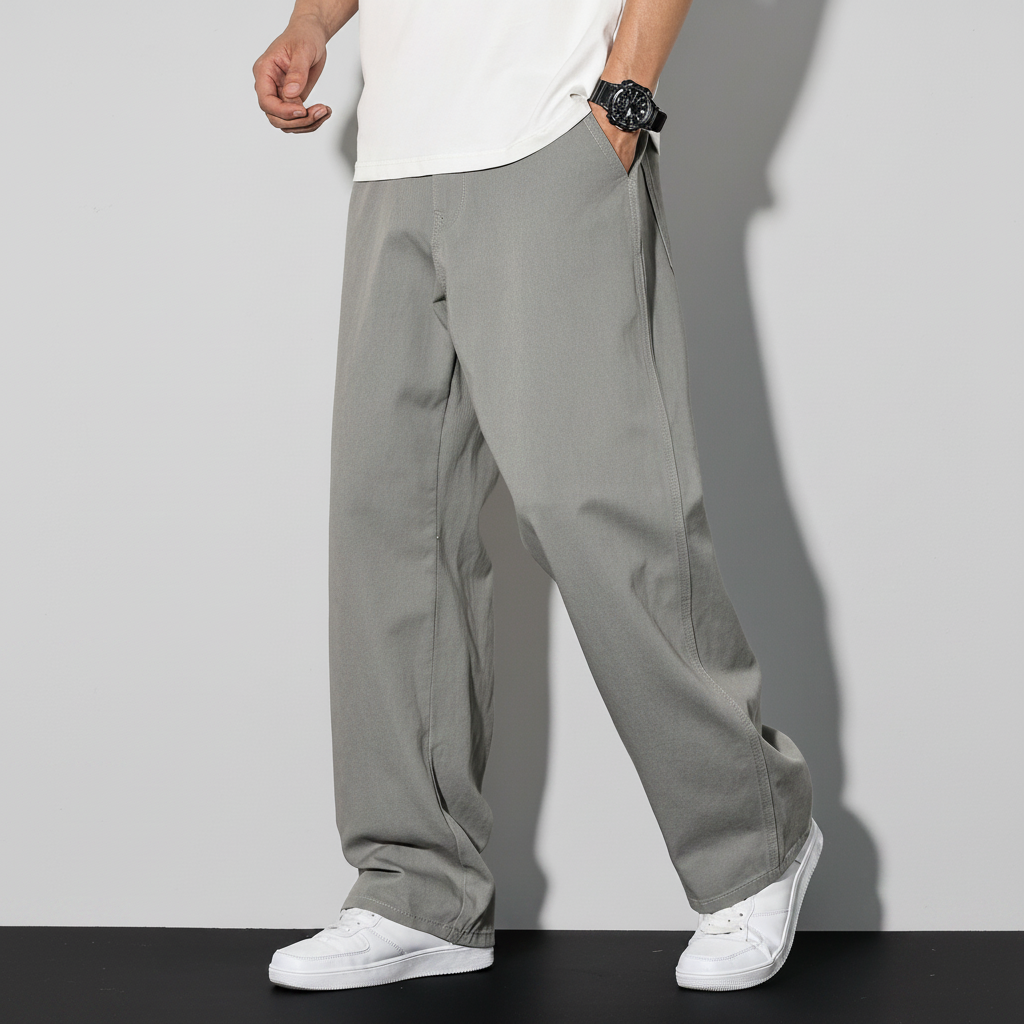 Loose Slant Pocket Baggy Straight Jeans