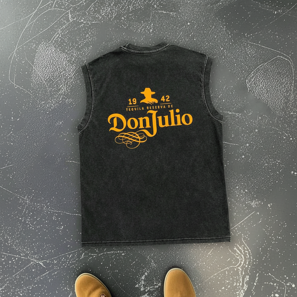 Washed Vintage Round Sleeveless Tank Top For Men