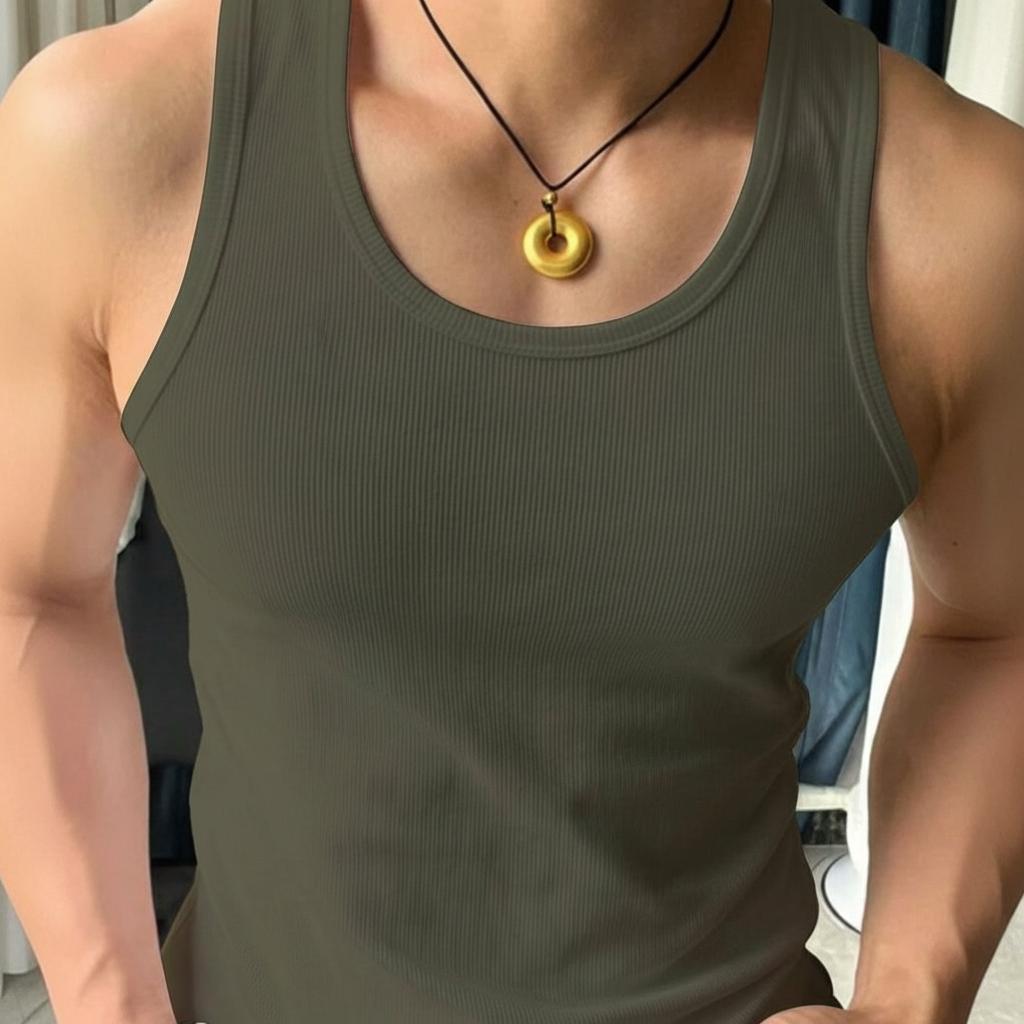 Solid Color Ribbed Casual Vest For Men