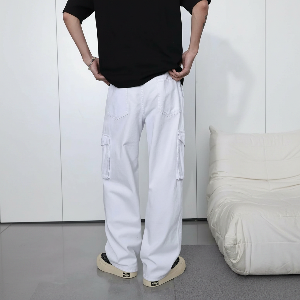 Simple Ripped Pocket Jeans Regular Fit Mid Rise For Men