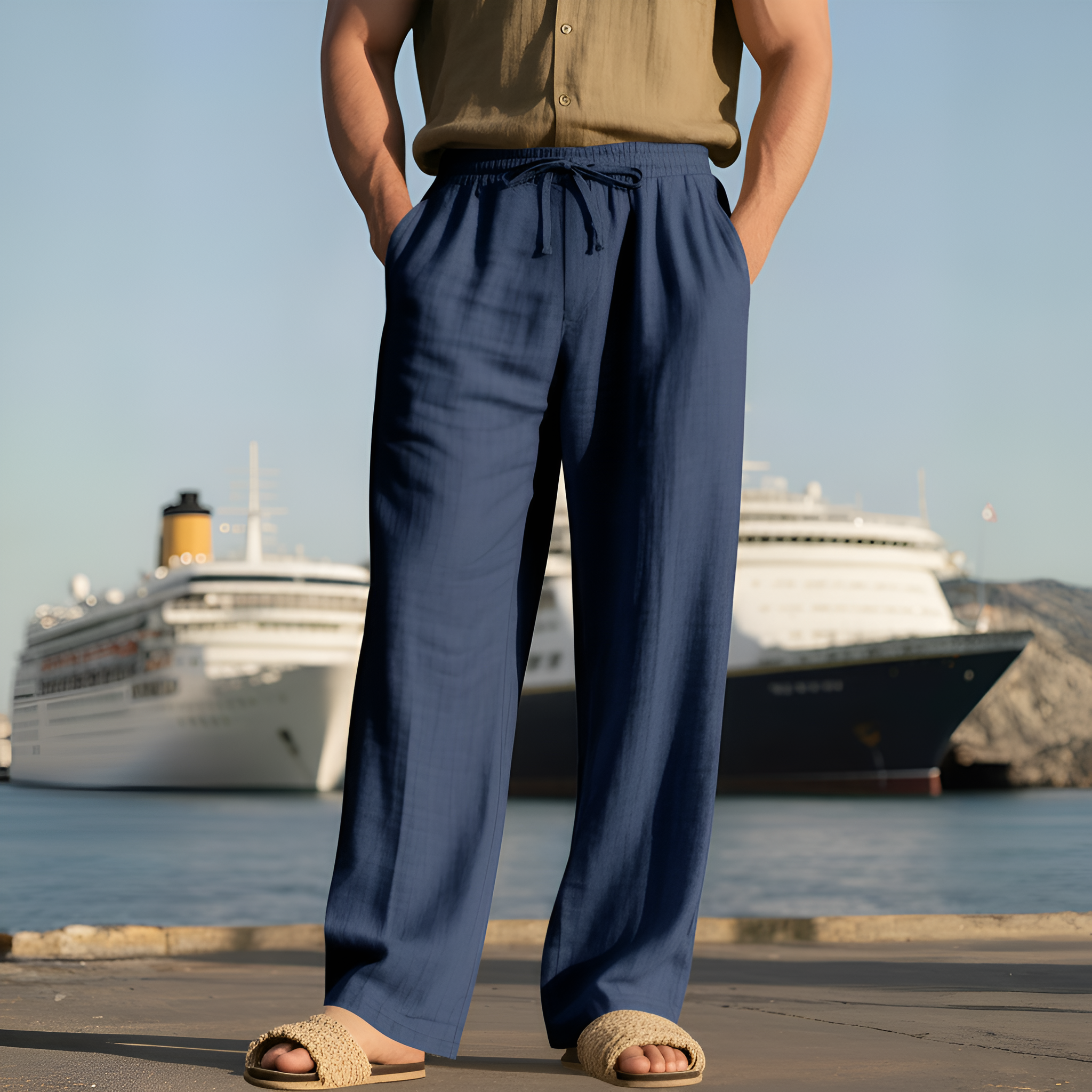 Lightweight Loose Fit Pants With Pockets For Men