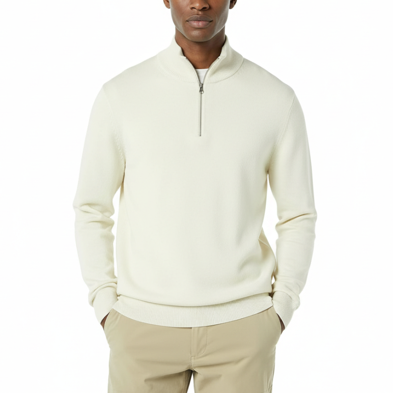 Quarter Zip Long Sleeve Knit Sweater