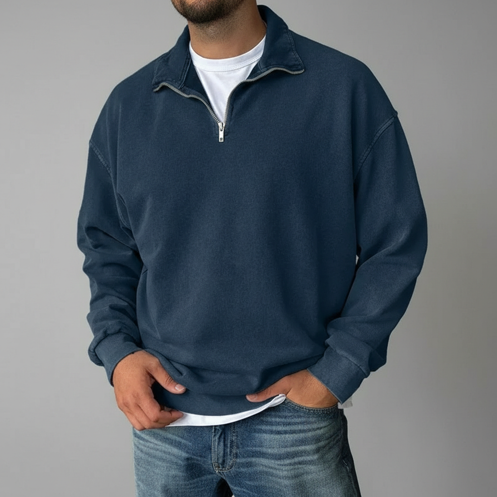Half Zip Collar Sweatshirt For Men