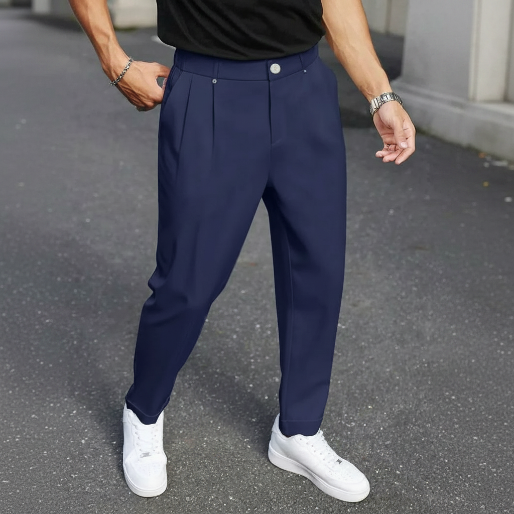 Straight Casual Trousers Retro British Style For Men