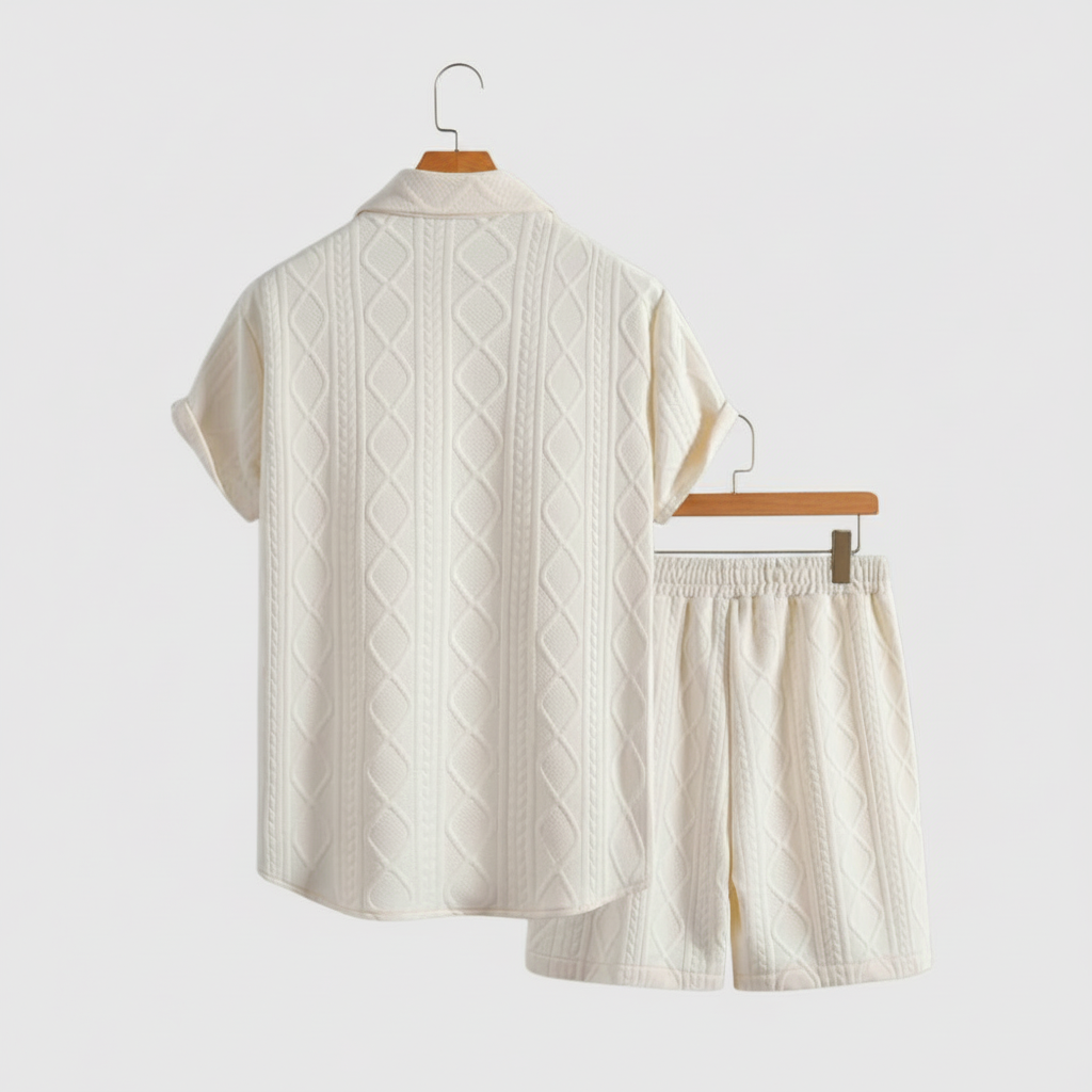 Vacation Themed Casual Style Short Sleeve Shirt And Shorts Set For Men