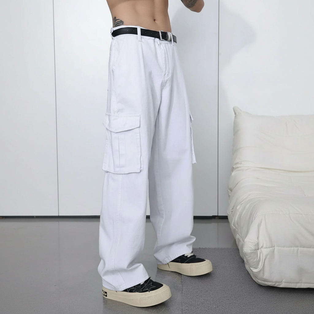 Simple Ripped Pocket Jeans Regular Fit Mid Rise For Men