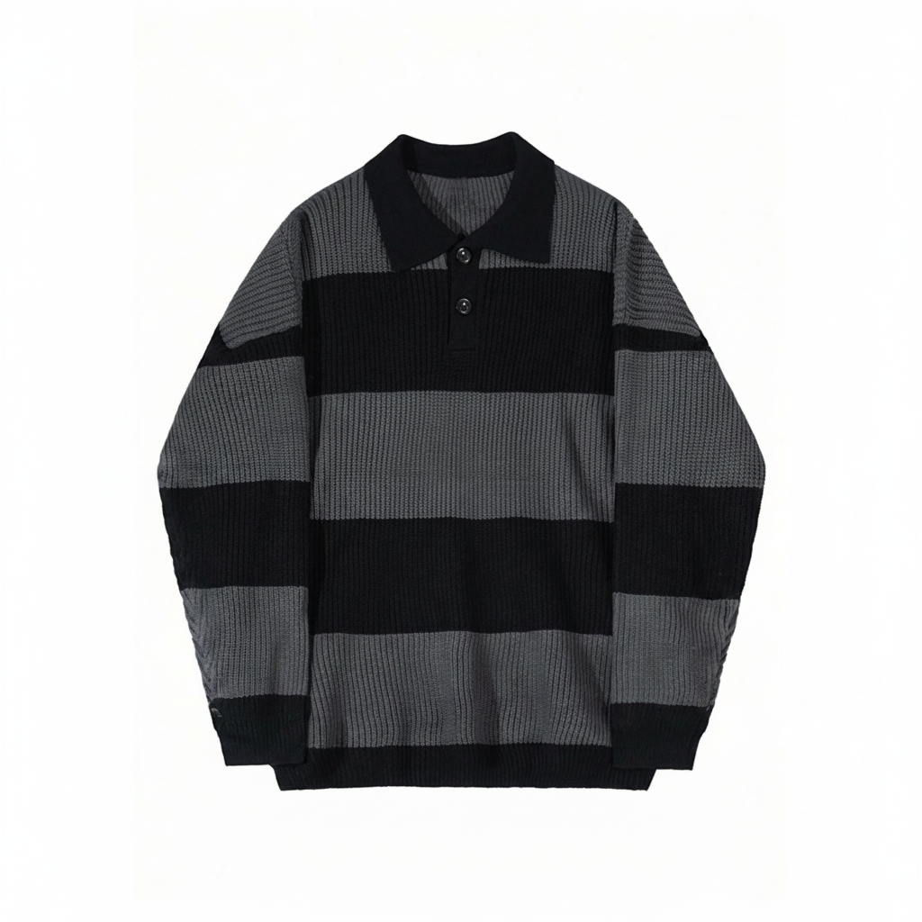 Plus Size American Street Style Striped Pullover Knit Sweater For Men