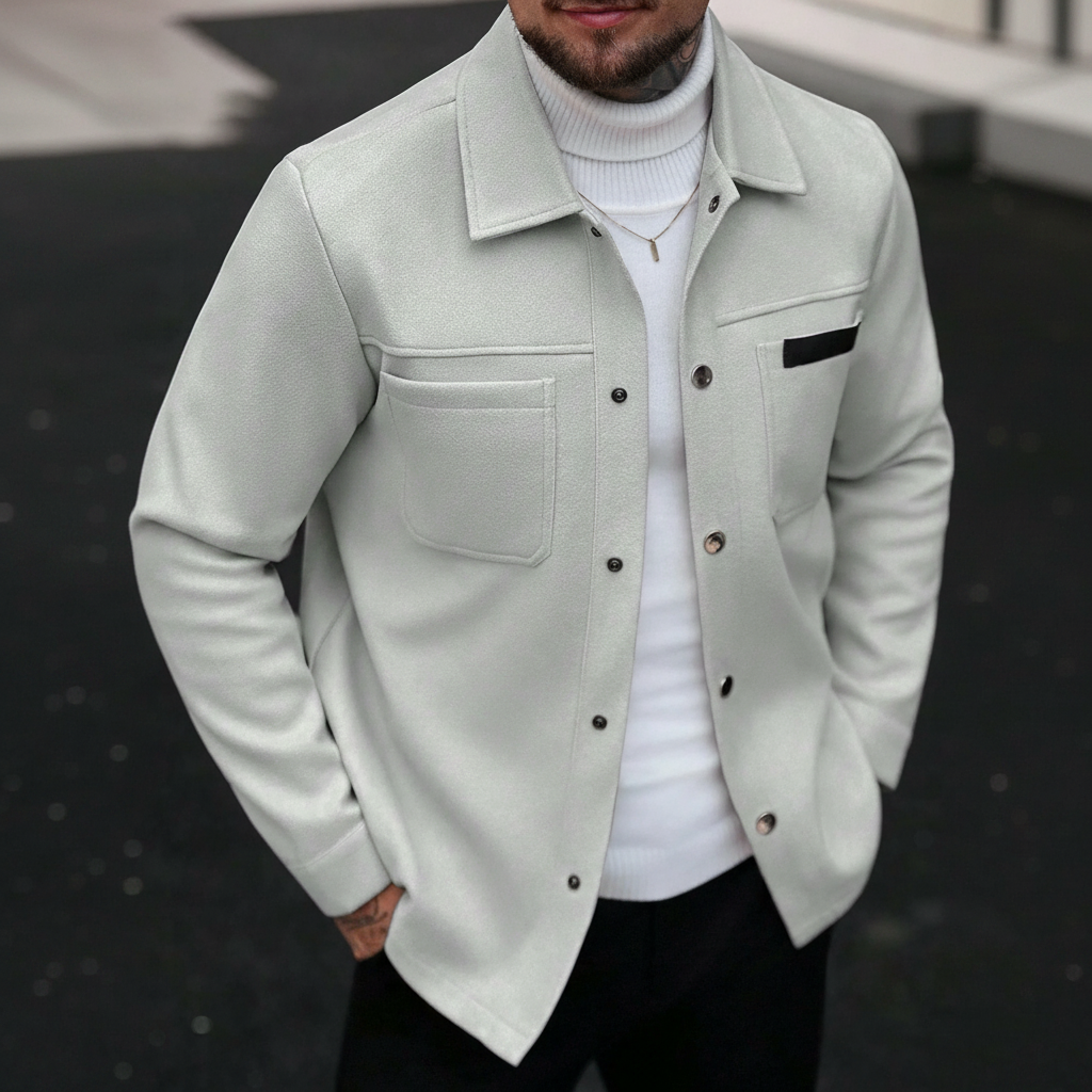 Button Up Casual Overcoat Long Sleeve For Men