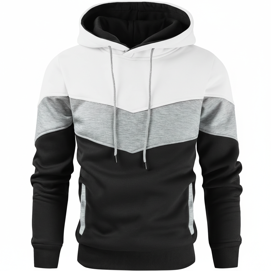  Men Novelty Color Block Pullover Fleece Hoodie Long Sleeve Casual Sweatshirt with Pocket