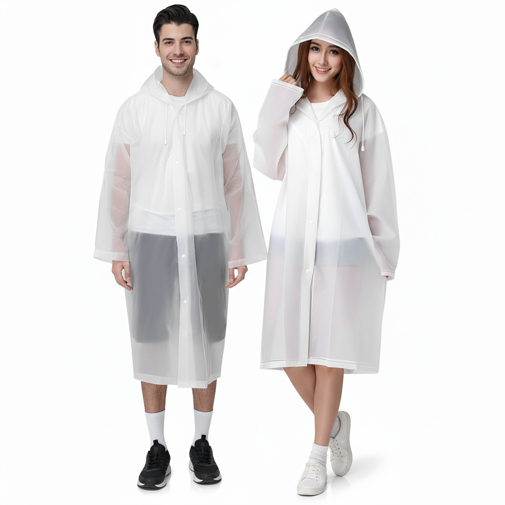 Rain Ponchos for Adults Reusable, 2 Pcs Raincoats Emergency for Women Men with Hood and Drawstring