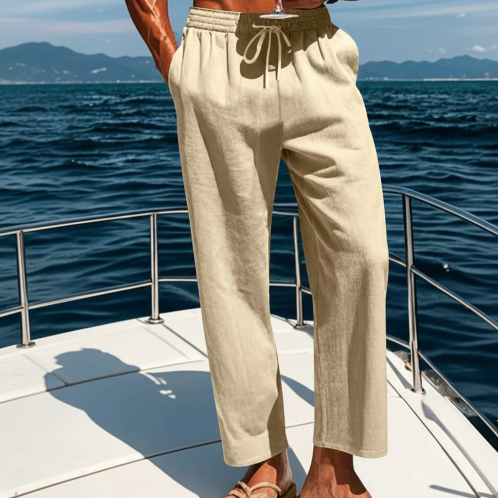 Lightweight Drawstring Elastic Linen Pants For Men
