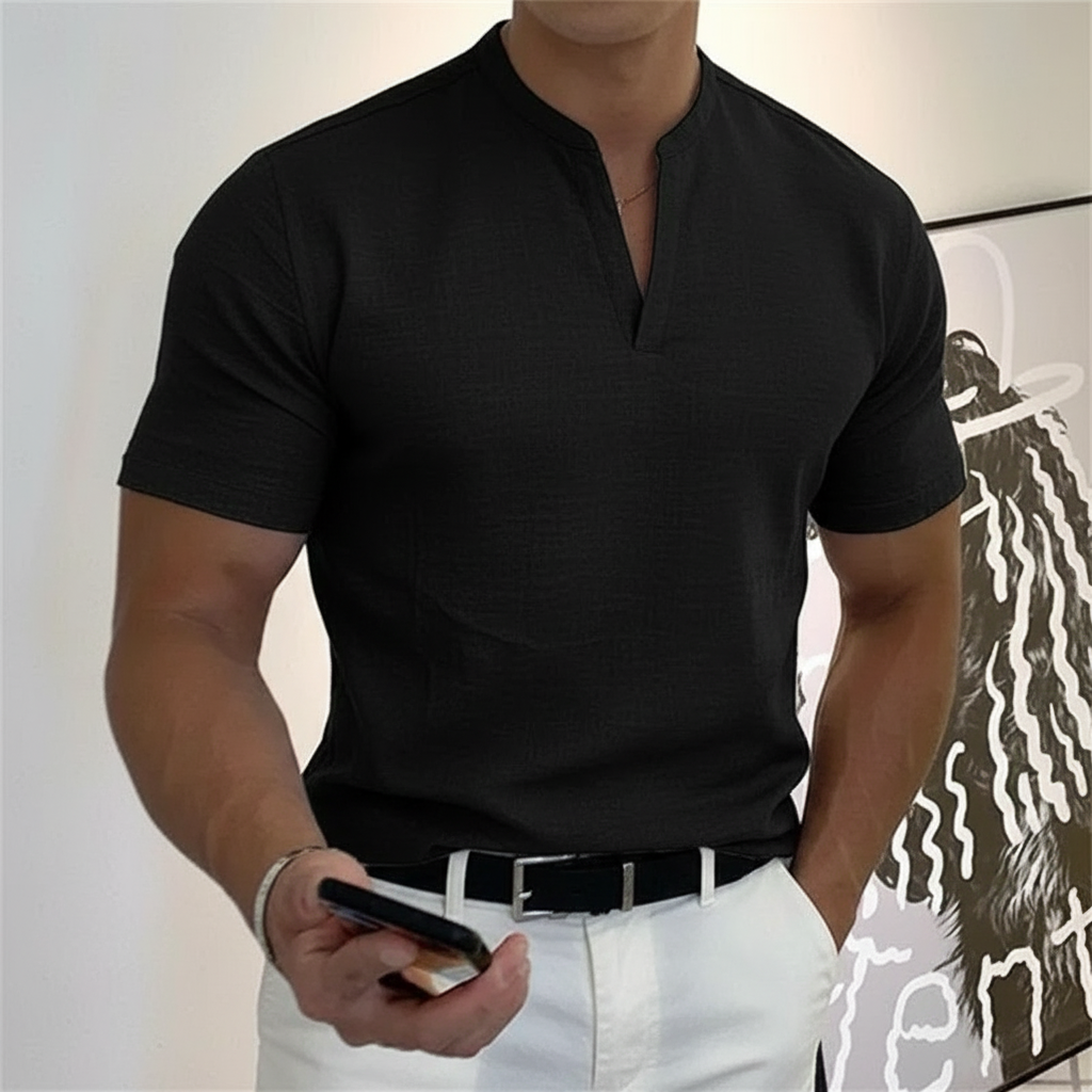 Short Sleeve V Style Casual Business T Shirt For Men
