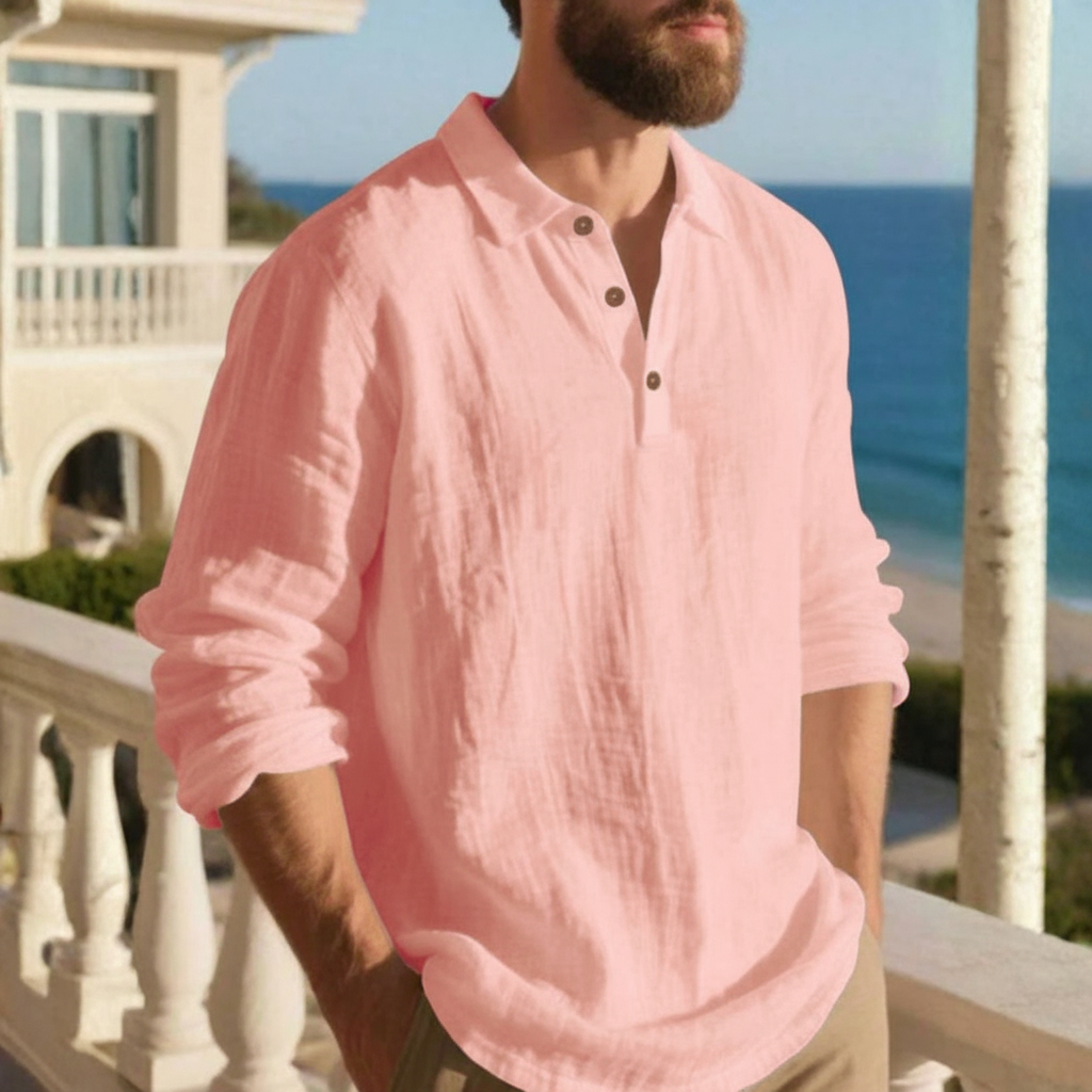 Lightweight Half Placket Button Design Polo Shirt For Men