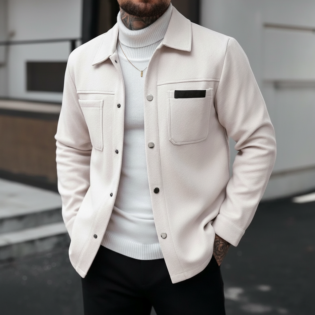 Button Up Casual Overcoat Long Sleeve For Men