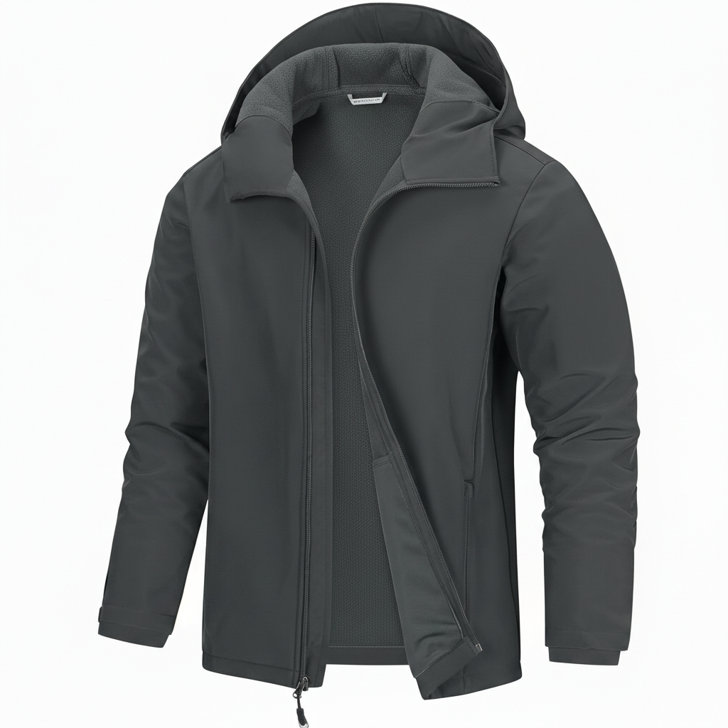 Men Hooded Softshell Jacket Waterproof Lightweight Insulated Windbreaker Fleece Lined Rain Shell Jacket