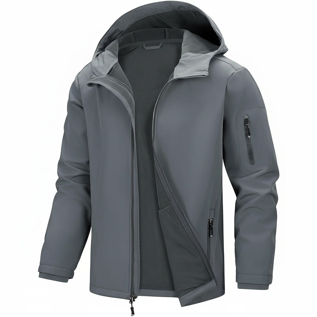 Men Hooded Softshell Jacket Waterproof Lightweight Insulated Windbreaker Fleece Lined Rain Shell Jacket