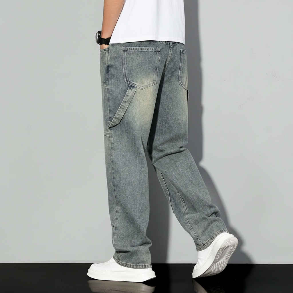 Simple Ripped Pocket Jeans Regular Fit Mid Rise For Men