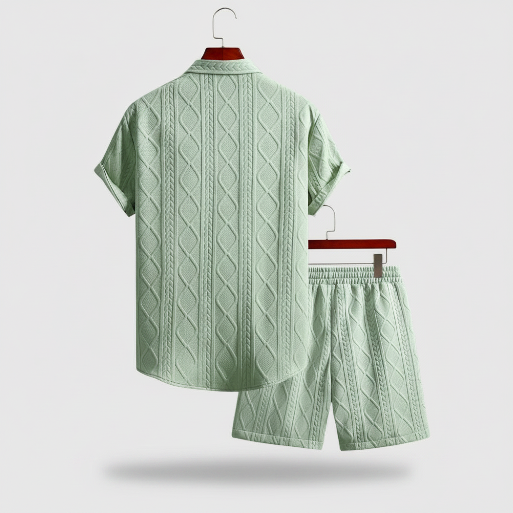 Vacation Themed Casual Style Short Sleeve Shirt And Shorts Set For Men