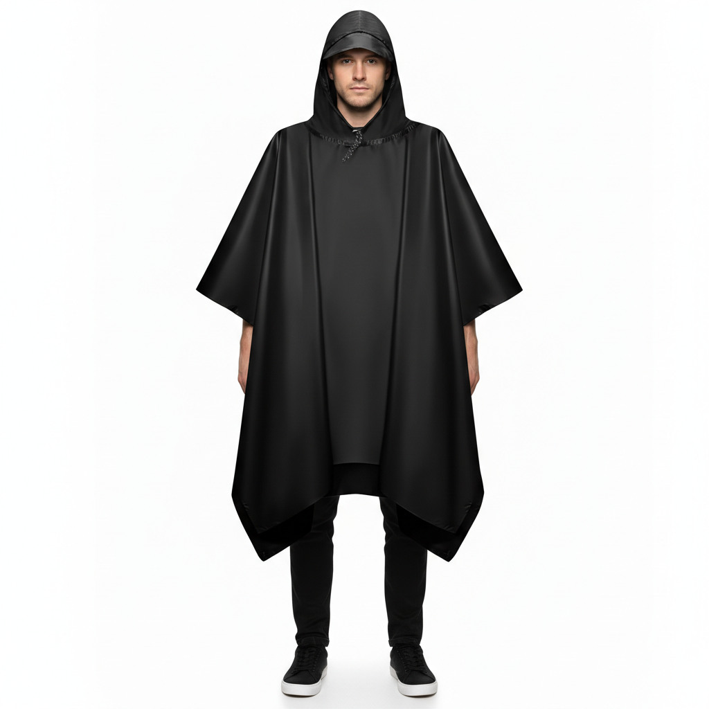 Hooded Rain Poncho Waterproof Raincoat Jacket for Men Women Adults