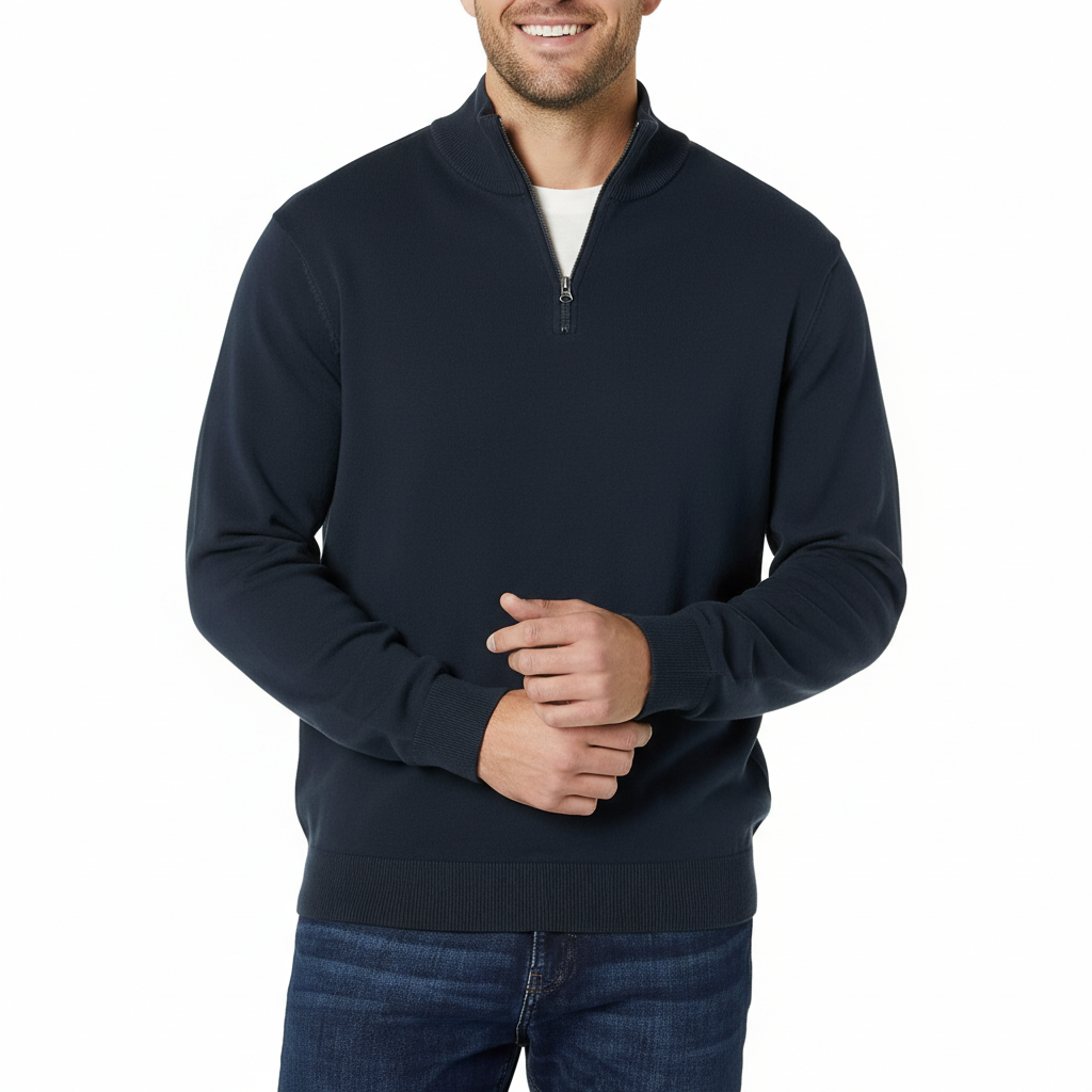 Quarter Zip Long Sleeve Knit Sweater