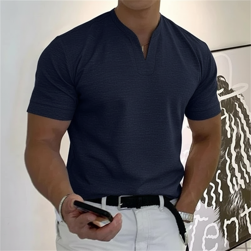Short Sleeve V Style Casual Business T Shirt For Men