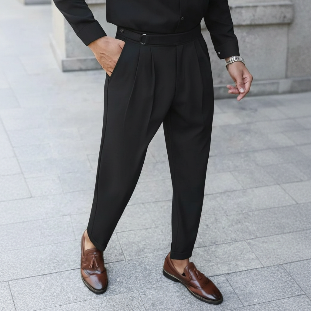 Straight Casual Trousers Retro British Style For Men
