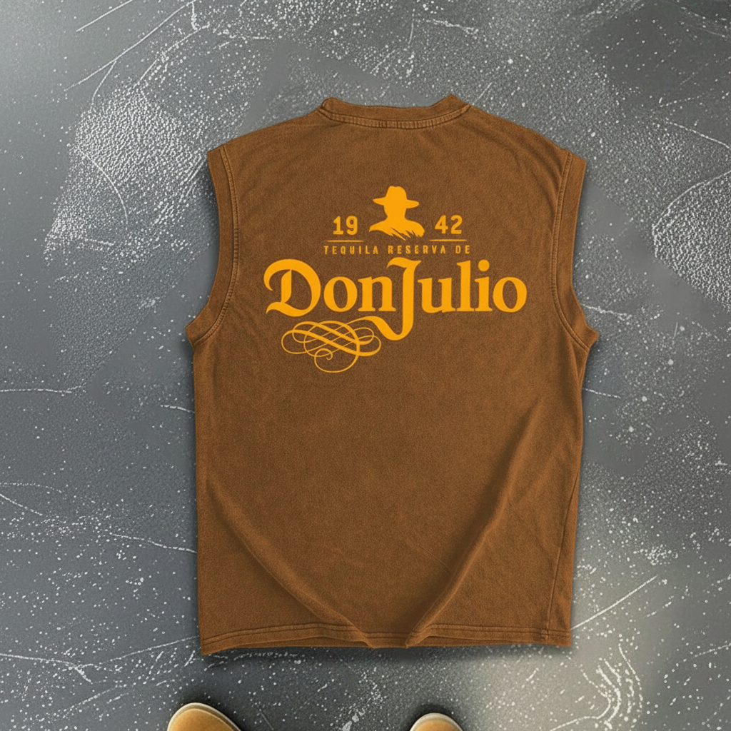 Washed Vintage Round Sleeveless Tank Top For Men