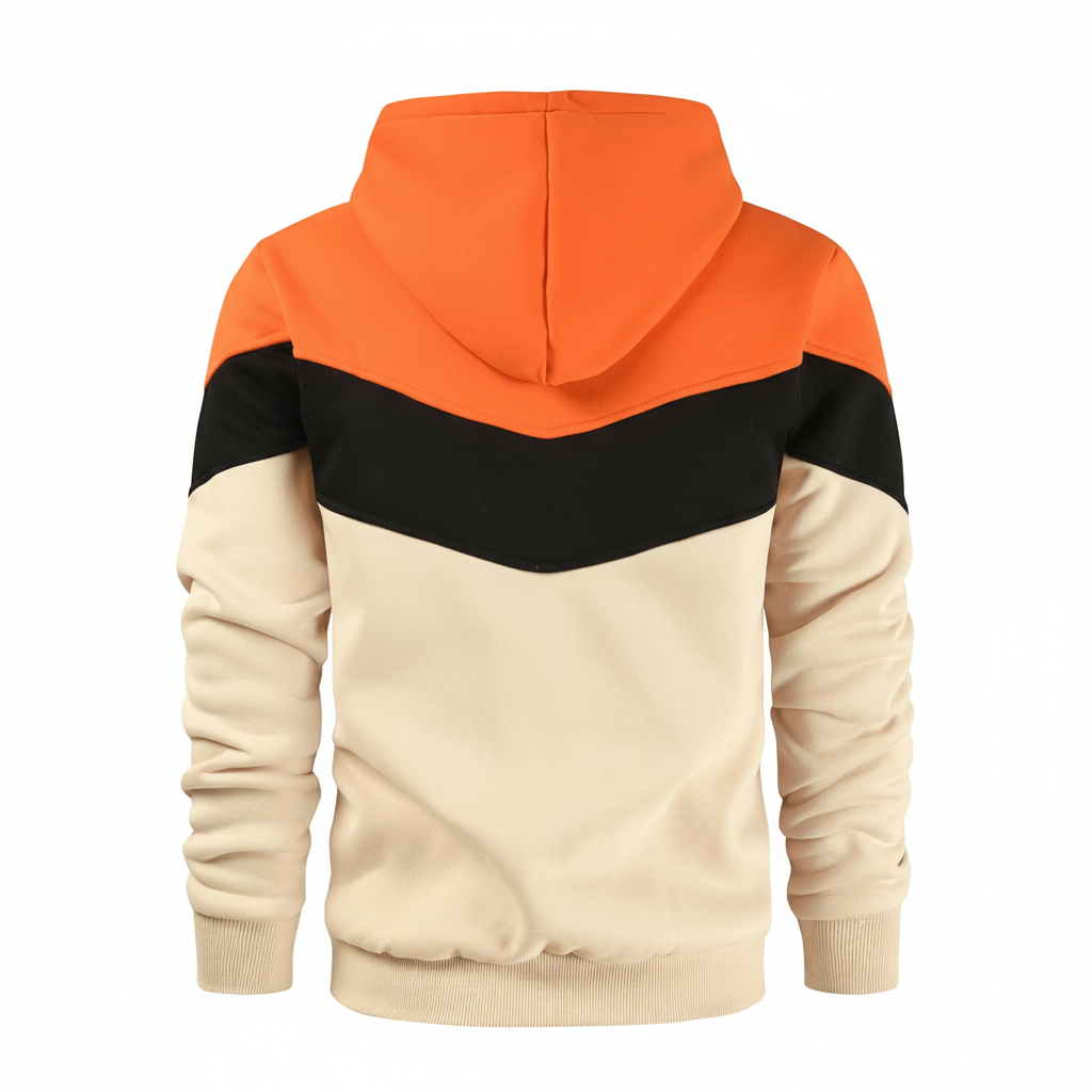  Men Novelty Color Block Pullover Fleece Hoodie Long Sleeve Casual Sweatshirt with Pocket