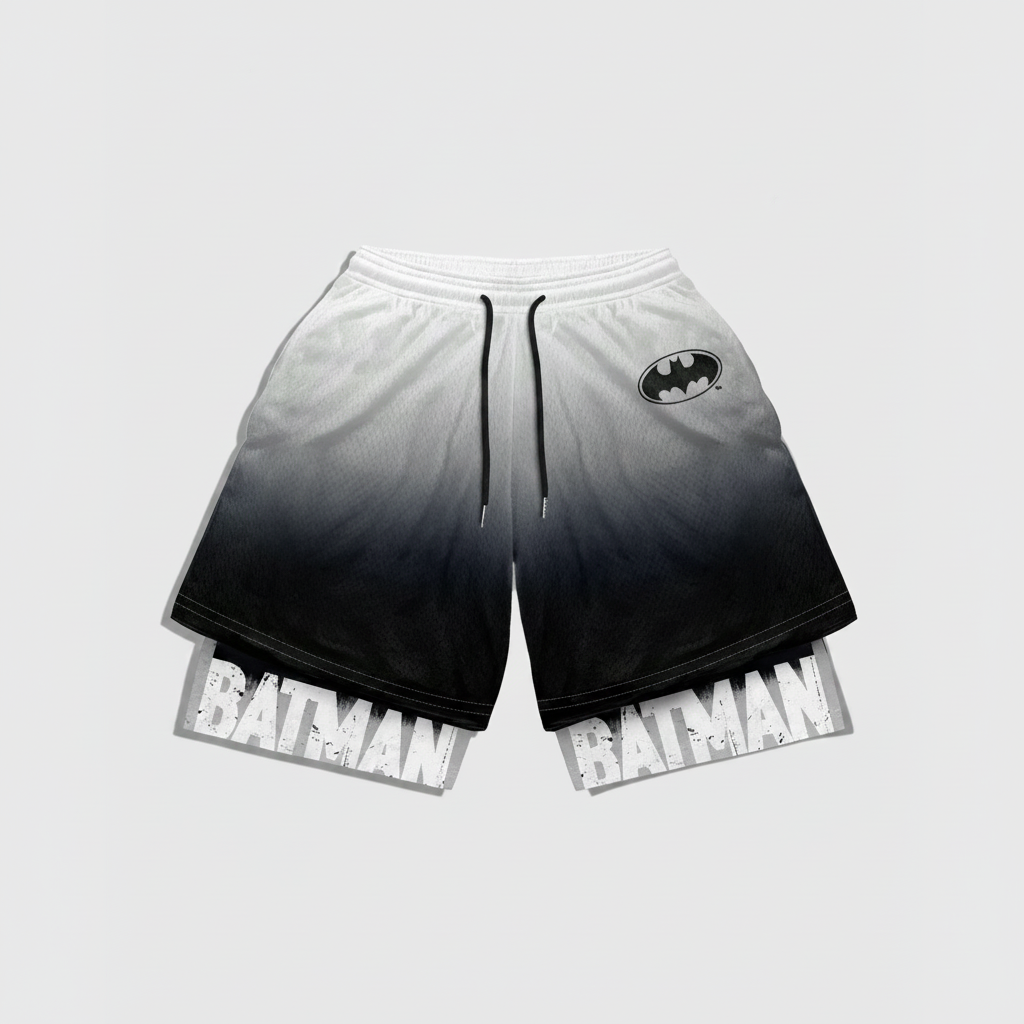 Anime Branch Print Drawstring Double Layer Casual Shorts