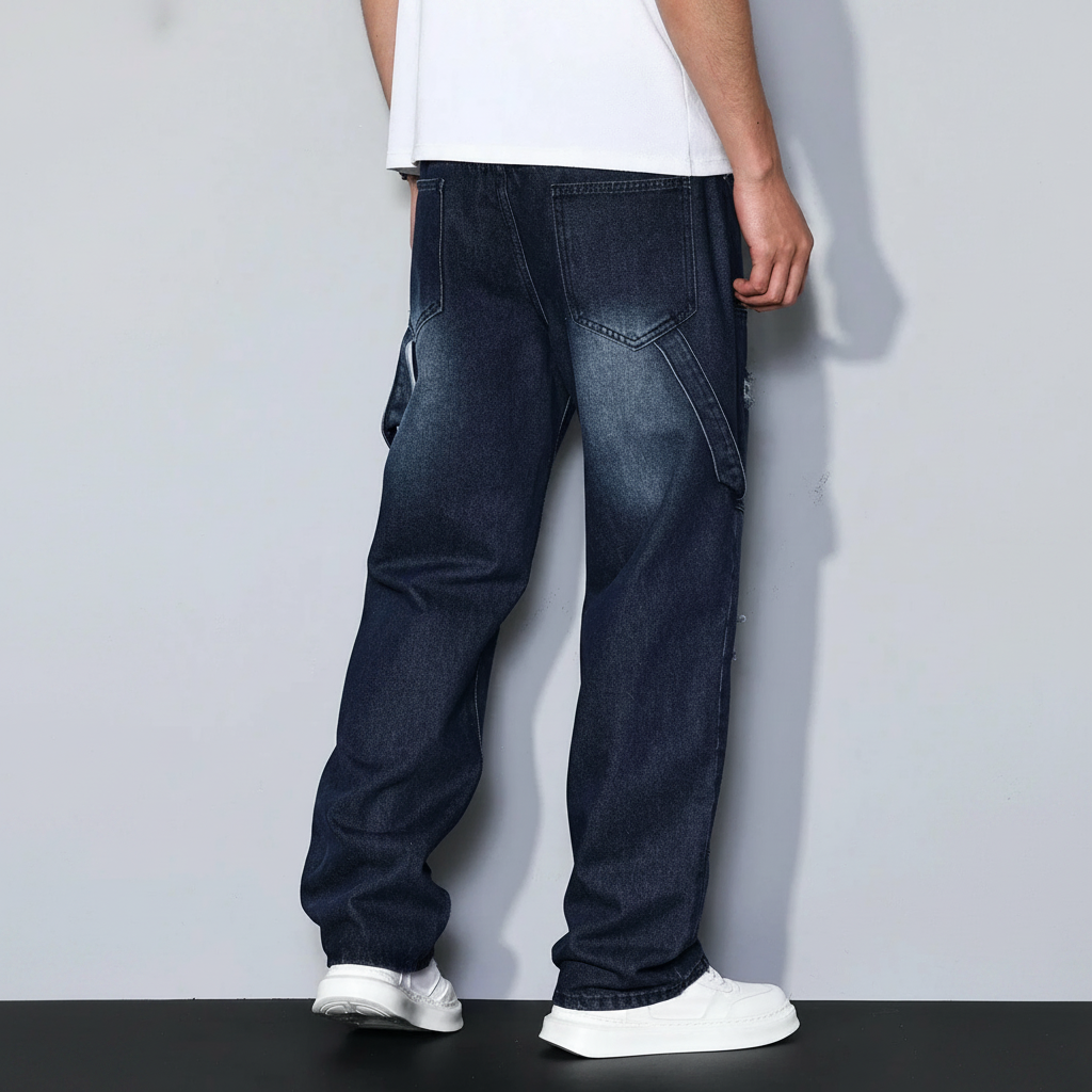 Simple Ripped Pocket Jeans Regular Fit Mid Rise For Men