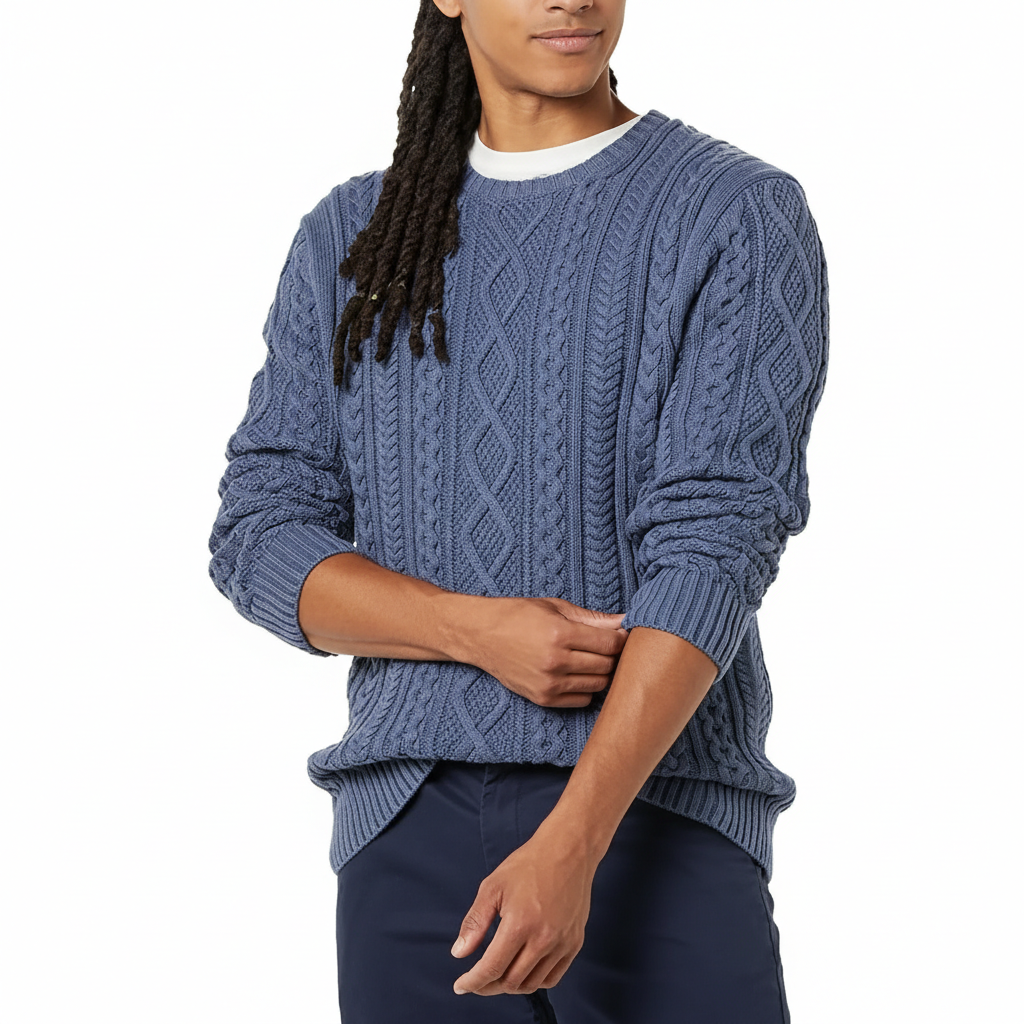 Long Sleeve Cable Knit Pullover Sweater