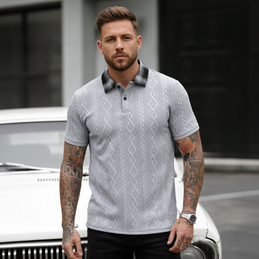 Contrast Color Short Sleeve Commuter Polo Shirt For Men