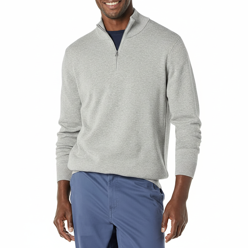 Quarter Zip Long Sleeve Knit Sweater