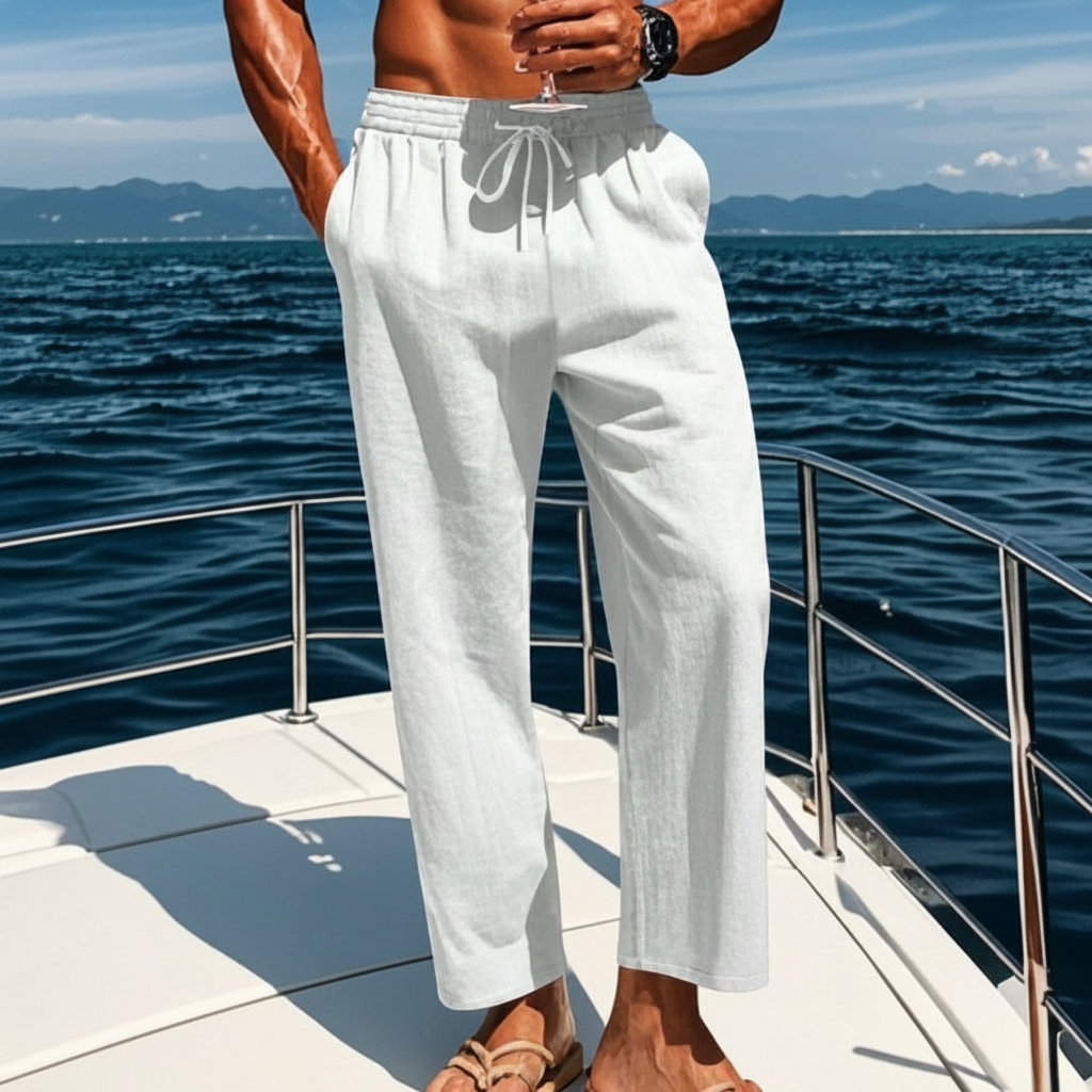 Lightweight Drawstring Elastic Linen Pants For Men