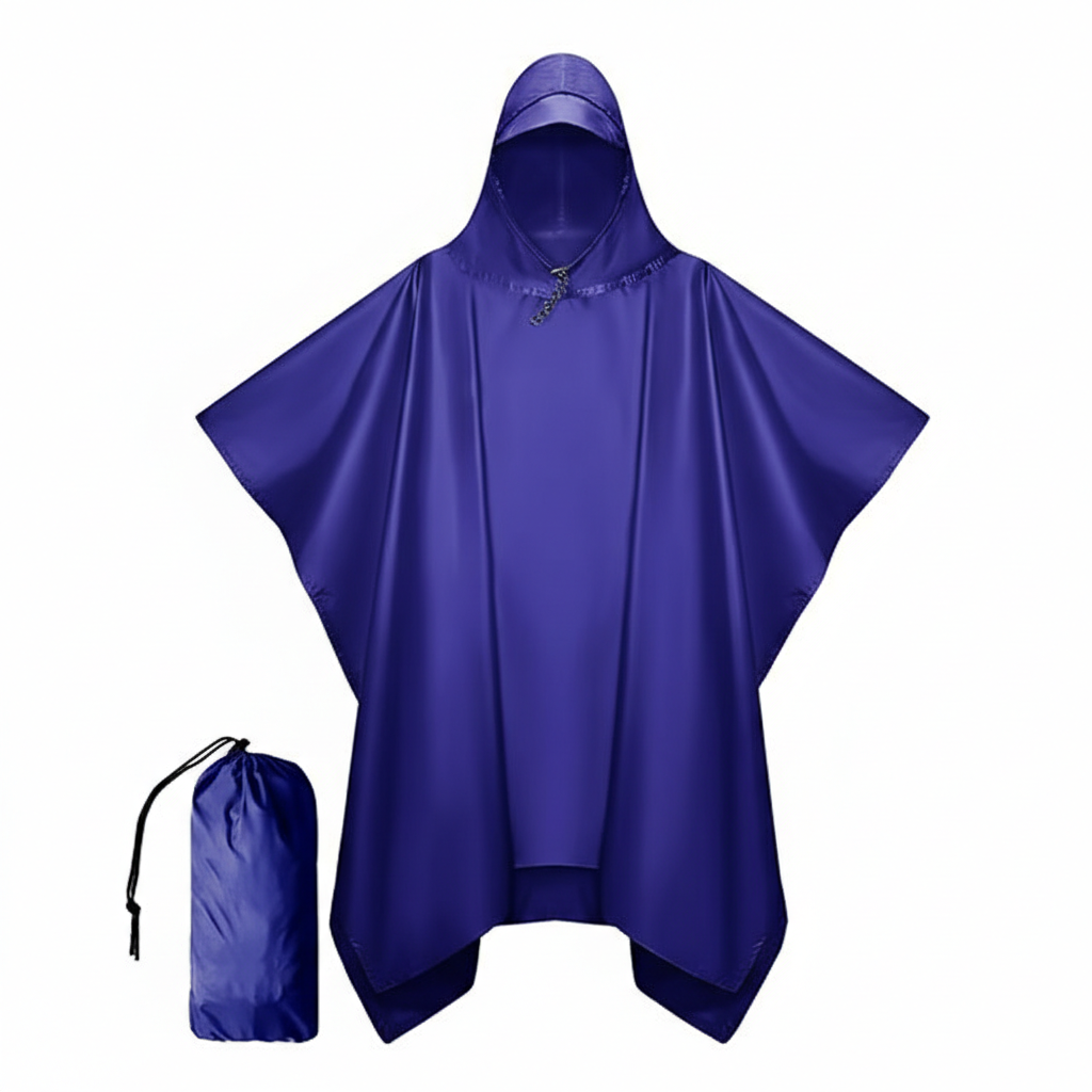 Hooded Rain Poncho Waterproof Raincoat Jacket for Men Women Adults