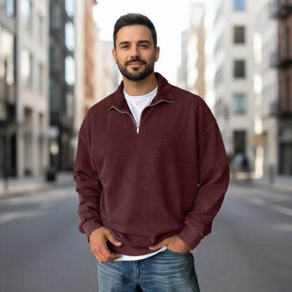 Stand Collar Half Zip Pullover For Men