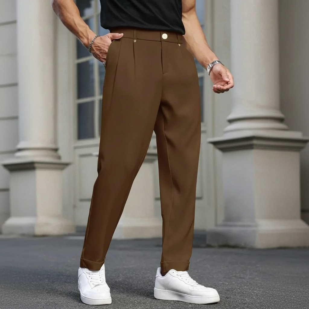 Straight Casual Trousers Retro British Style For Men
