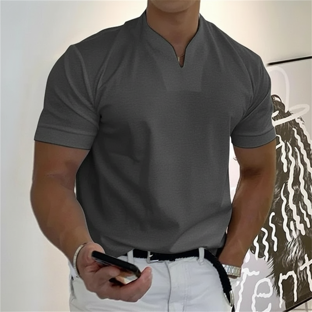 Short Sleeve V Style Casual Business T Shirt For Men