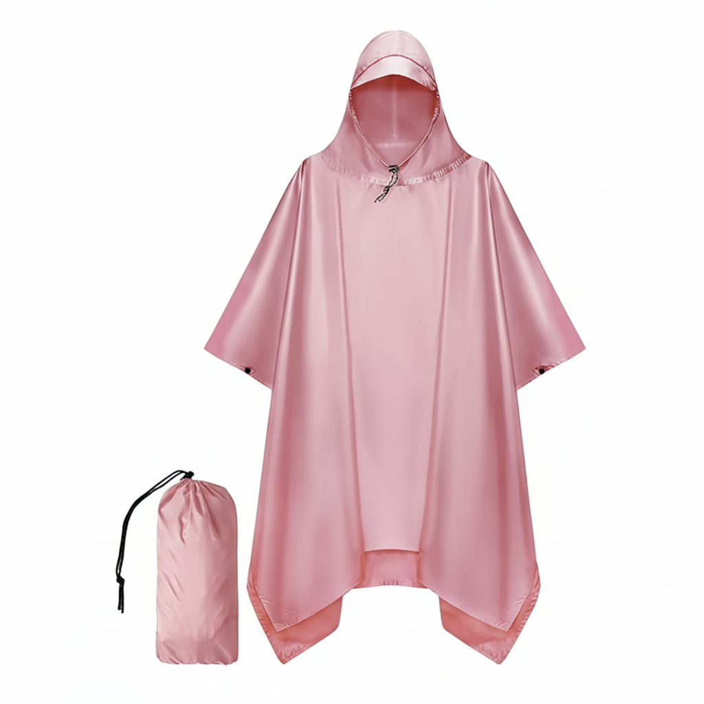 Hooded Rain Poncho Waterproof Raincoat Jacket for Men Women Adults