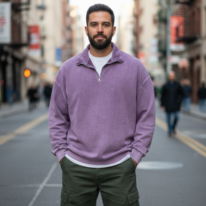 Stand Collar Half Zip Pullover For Men