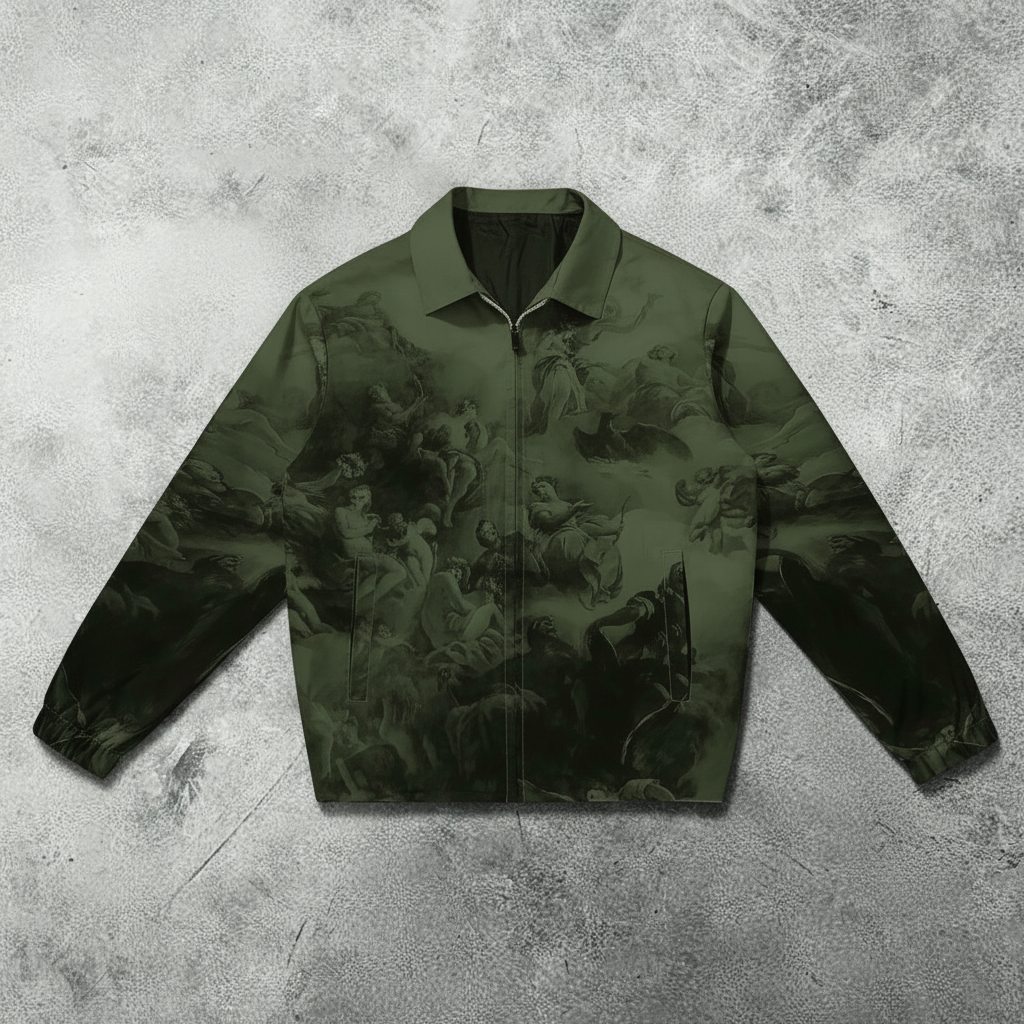 Figure Graphic Long Sleeve Zipper Collar Casual Rave Jacket For Men