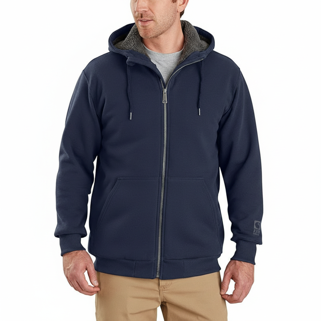 Men Rain Defender Relaxed Fit Midweight Sherpa-Lined Full-Zip Sweatshirt
