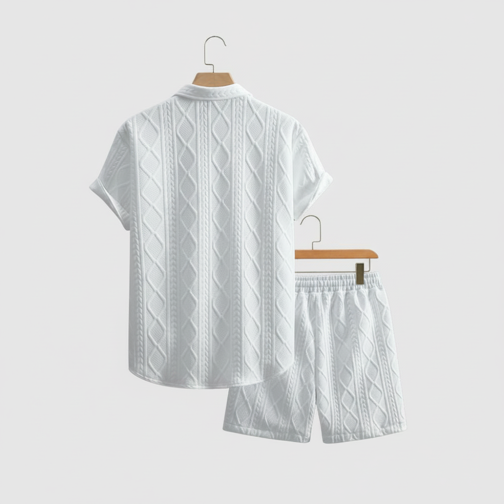 Vacation Themed Casual Style Short Sleeve Shirt And Shorts Set For Men