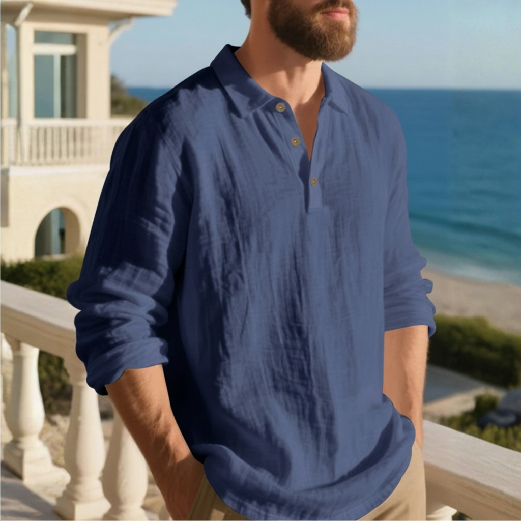 Lightweight Half Placket Button Design Polo Shirt For Men