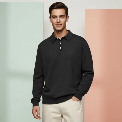 Fine Gauge Cashmere Polo Shirt For Men