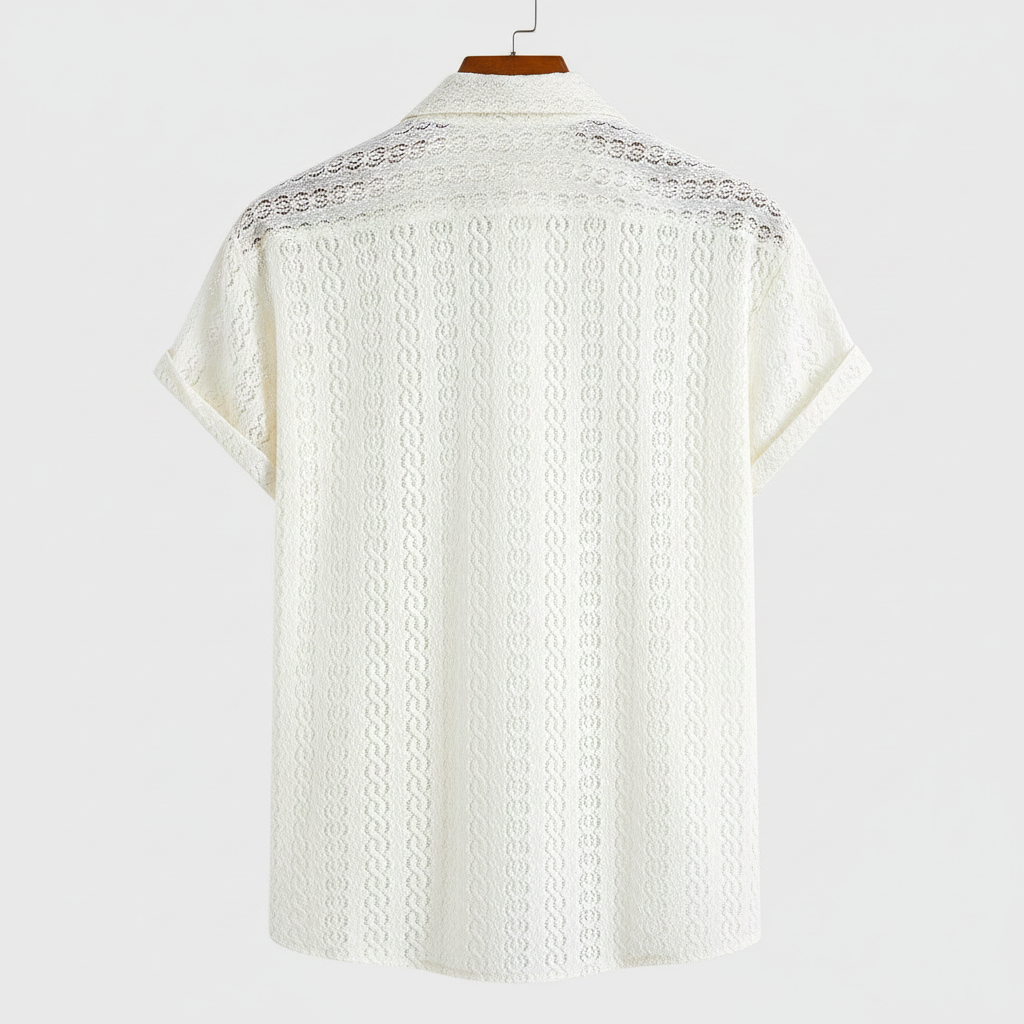 Knitted Knit Button Down Short Sleeve Shirt For Men