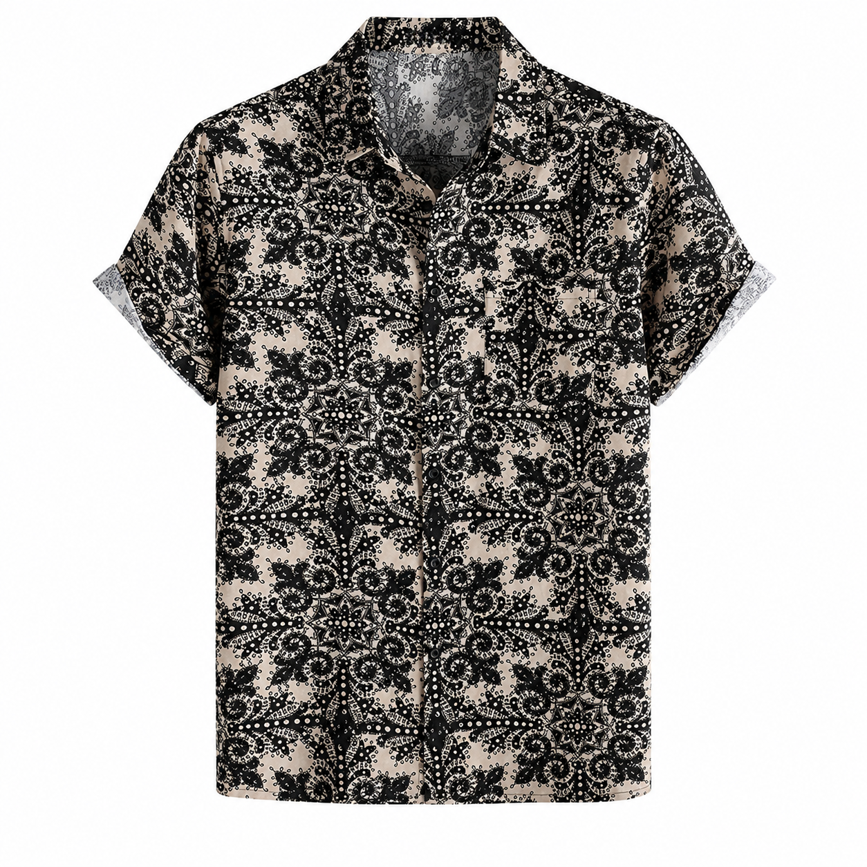 Printed Casual Short Sleeve Button Down Shirts For Men